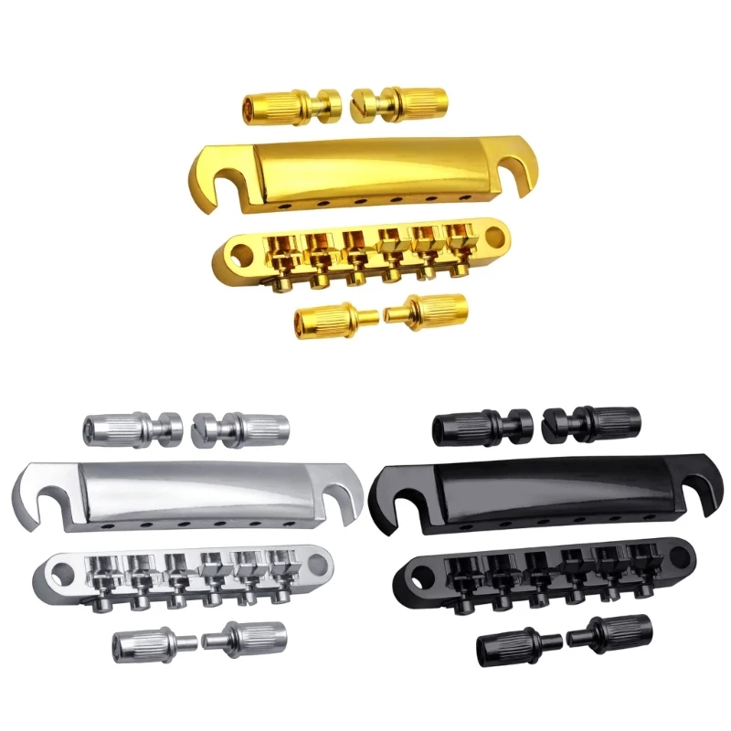 

448D Guitar Tune O-Matic Bridge and Stop Bars Tailpiece Combo with Studs Replacements Set for LP 6 String Electric Guitars