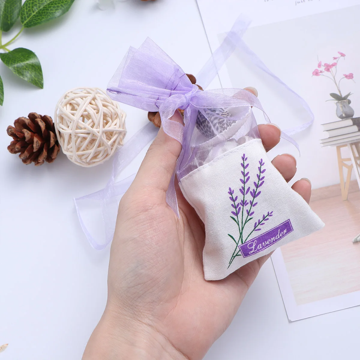 Empty Lavender Bags Lavender Sachet Bag Dry Flower Floral Printing Fragrance Pouch Sachets Bag for Relaxing Sleeping 25pcs