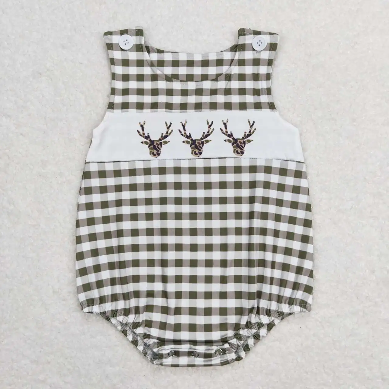 Wholesale Kids Newborn Embroidery One-piece Coverall Bodysuit Baby Boy Toddler Plaid Stripes Romper Jumpsuit Fishing Clothing