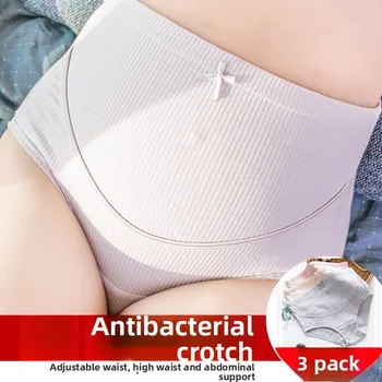 3PCS.100% Cotton Maternity High-Waisted Underwear,Plus Size Loose Thin Panties for Mid/Late Pregnancy,Comfortable&Breathable