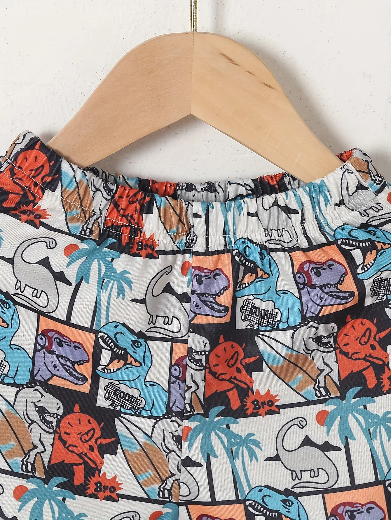 Spring And Autumn Cartoon Dinosaur Print Orange Long Sleeve Full Print Pants Fabric Soft Suitable For Outdoor And Base Wear Suit 6