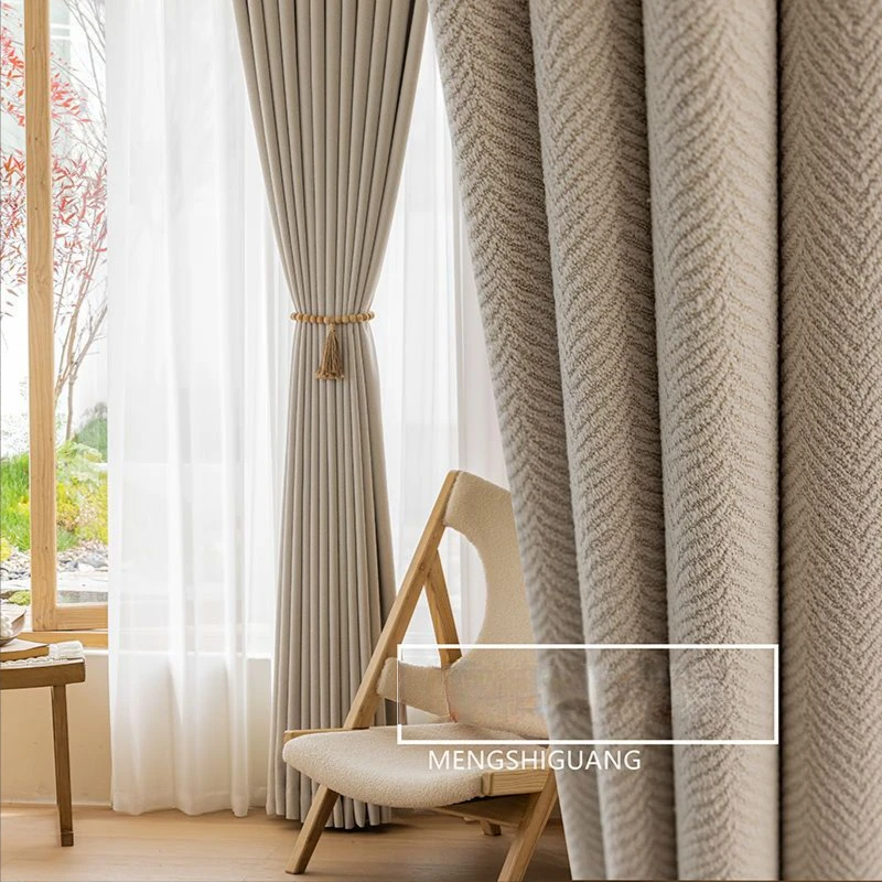 Modern Minimalist Blackout Living Room Bay Window Drapes Thickened Sunscreen Bedroom Curtain