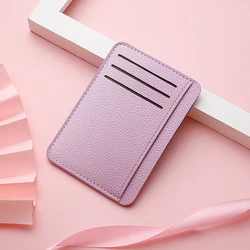 Sleek Ultra-Thin PU Leather Card Holder - Candy Color Business Wallet (K3271 Purple)