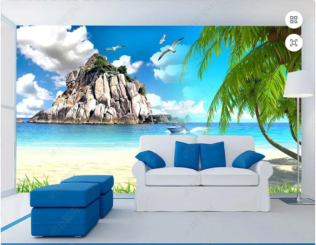 

3d photo wallpaper custom mural Beach, island, Mediterranean scenery background home decor wallpaper for walls 3d living room