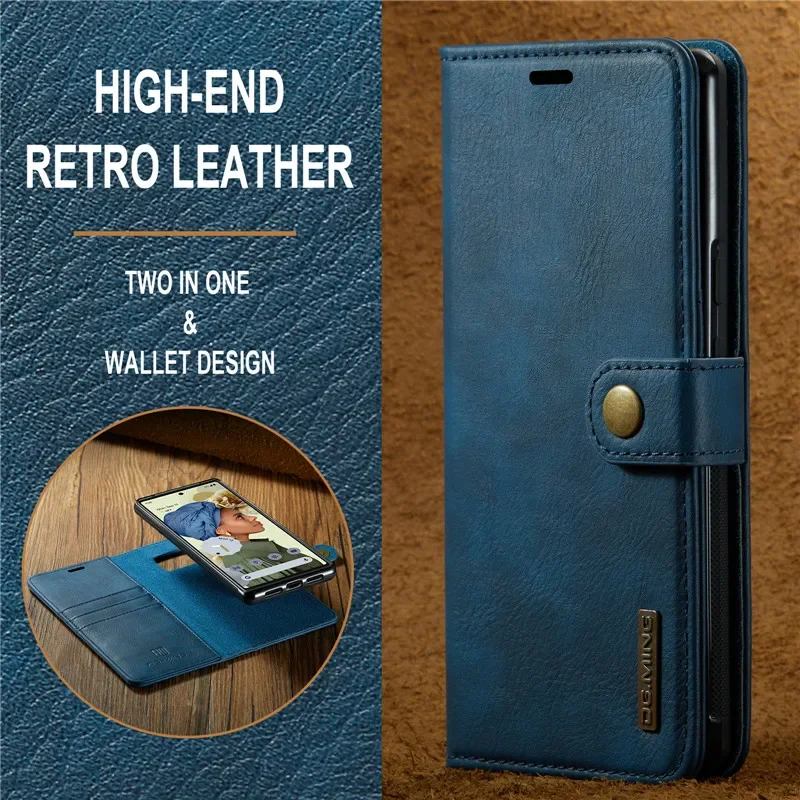Leather Wallet Cover with Detachable Magnetic Case