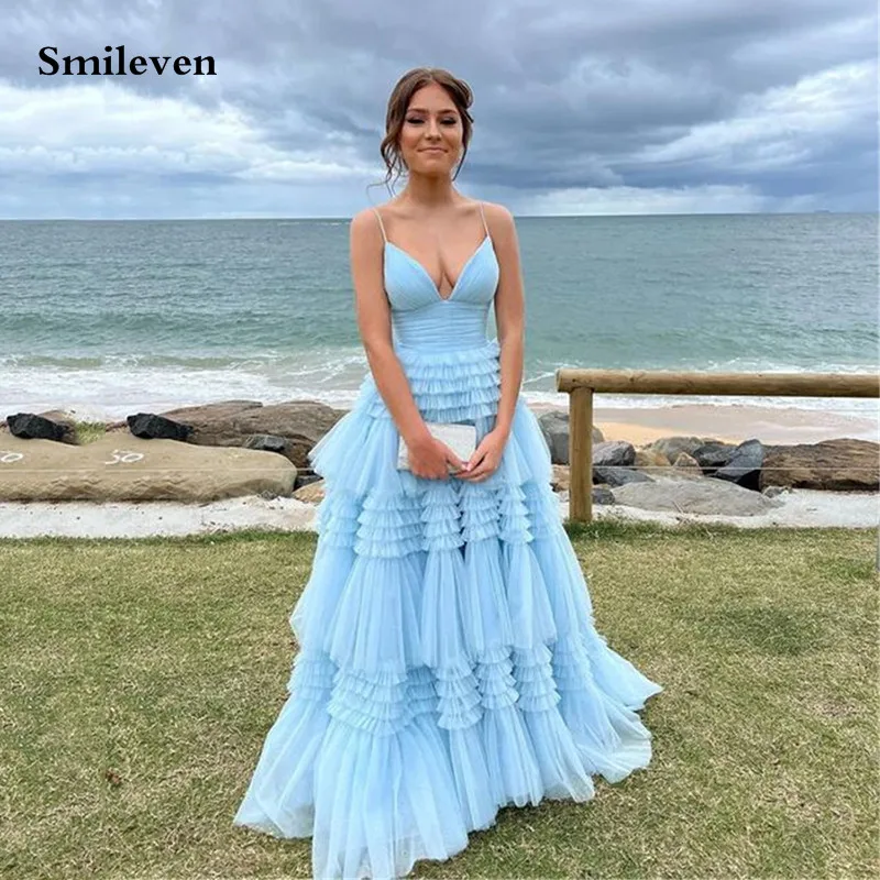 

Smileven Blue X образный вырез тонкие бретельки для выпускного вечера женское вечернее платье для выпускного вечера 2023