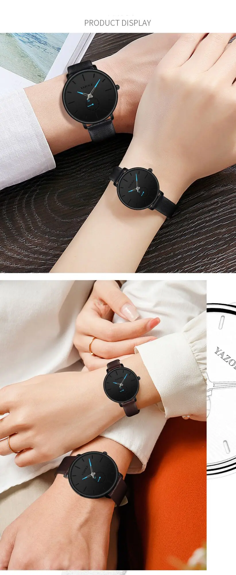 Orologio da polso al quarzo semplice impermeabile e luminoso notturno abbinato per coppie, regali per studenti maschi e femmine_voghion.com