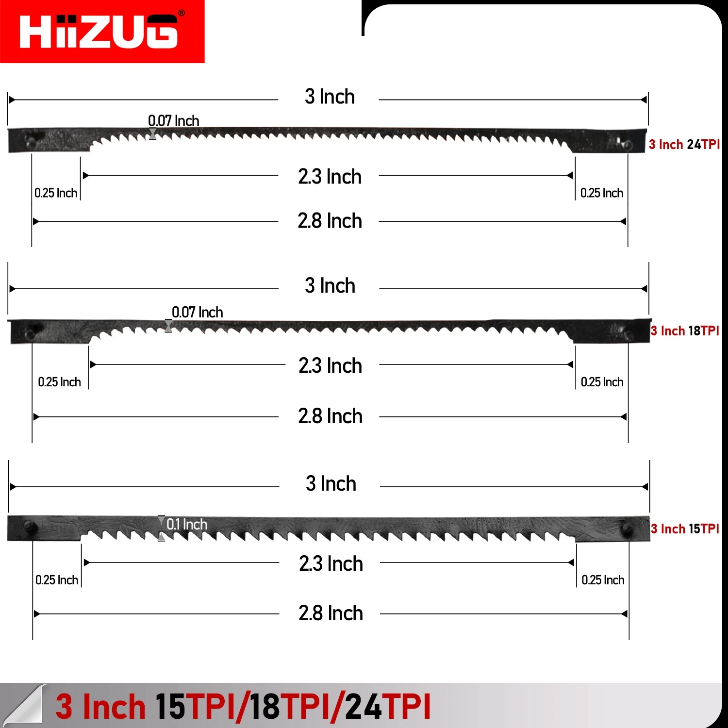 3-Inch 76mm Scroll Blade Pin End 36 Pack (15TPI-18TPI-24 TPI ) for Dremel Moto-Shop Emco Lux Delta and Jig Saws