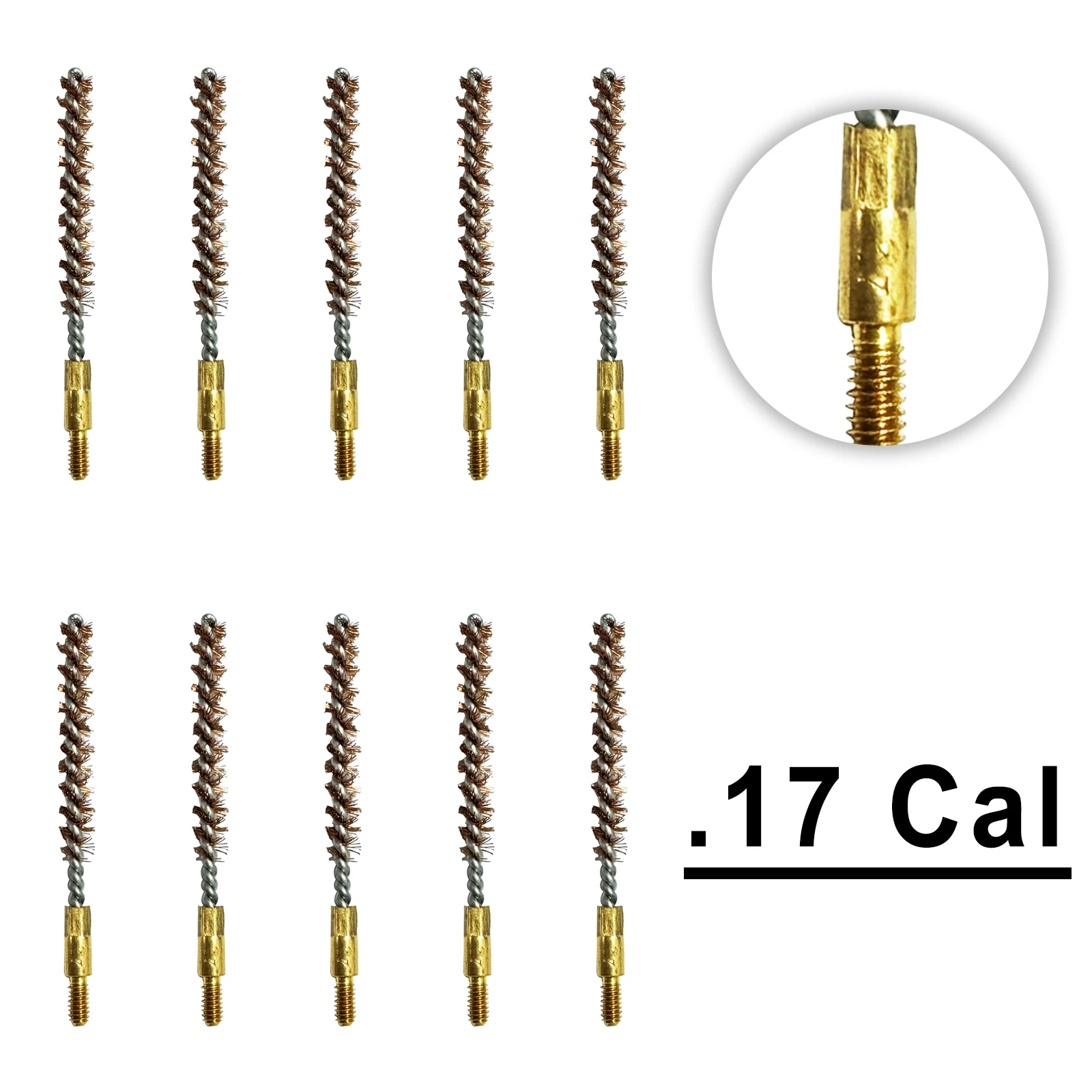 10 Pack Bronze Bore Brush 12GA .17Cal .22Cal 9mm Cleaning Brush For Pistol Rifle Cleaning Kit Thread 5-40 8-32 5/16-27 rifle cleaning kit