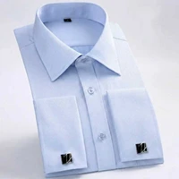 Chemise habillée homme 2026 à poignets mousquetaires, nouvelle chemise décontractée blanche à manches longues avec boutons, coupe classique, vêtements de marque pour homme 5