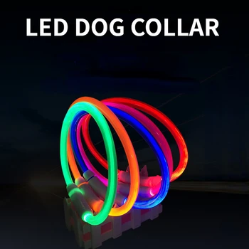 LED Pet Luminous Collar USB Charging Collar Teddy Anti Lost Collar Dog Cat Accessories Supplies 1