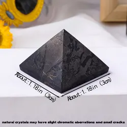 Natural Crystal Shungite Pyramid - Polished Stone Tower for Home and Feng Shui Décor (3cm)