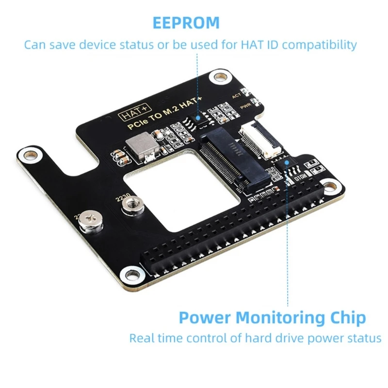 RPI5 Pi5 M.2 HAT PCIe-NVME 고속 확장 보드(16핀 케이블 GPIO 헤더 포함)