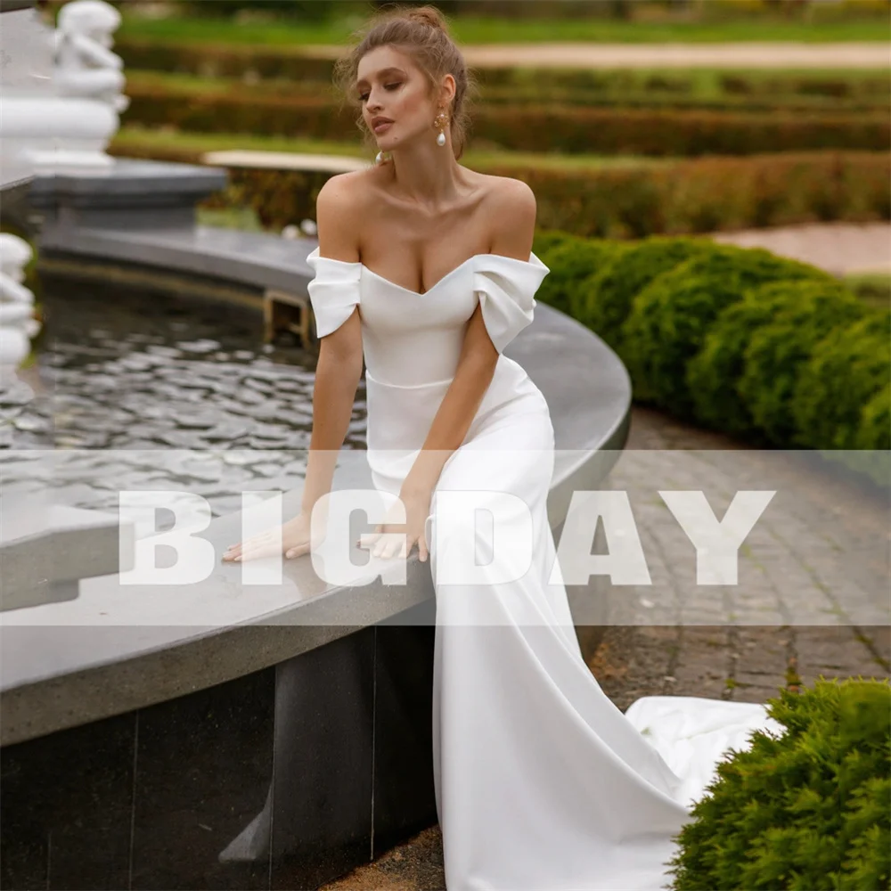 Classic Off The Shoulder Mermaid Wedding Dresses Women 2025 V-Neck Open Back Pleat Bridal Gowns Vestidos De Noiva Customized 8 S0436dc9d885a4b8e8fa8d259b476f8905