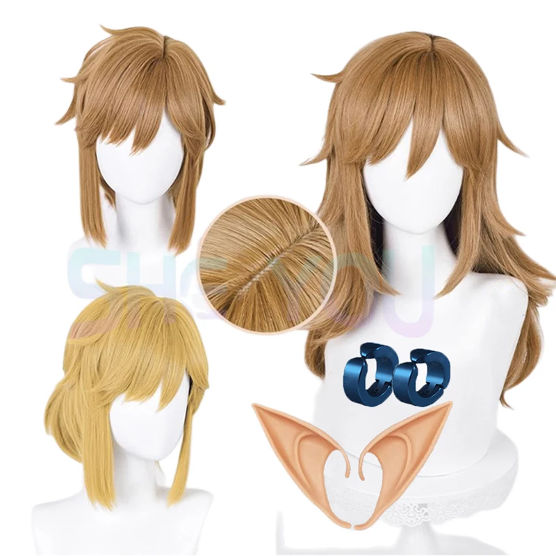 3 Tipo Link Parrucca Cosplay Twilight Princess Cosplay Parrucca Marrone Bionda Cosplay Parrucche Anime Parrucche Sintetiche Resistenti Al Calore Hallo