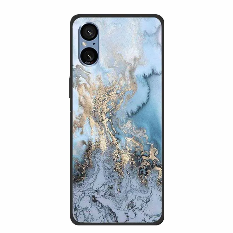 Elegant Marble Shockproof Soft Silicone TPU Back Cover for Sony Xperia 5V - Premium Phone Protection Case