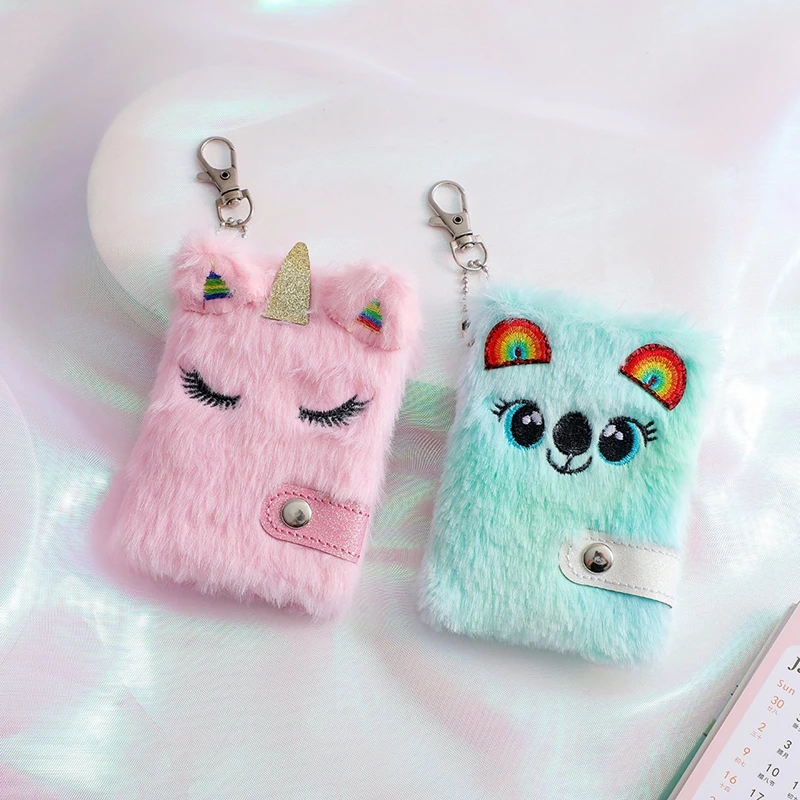Portable-Plush-Unicorn-Mini-Notebook-Planner-Daily-Keychain-Note-Book ...