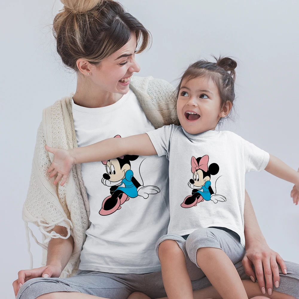 aunt and niece matching outfits Children's Girls Short Sleeve Infant jumpsuit Mother Kids Matches Clothes Cartoon Minnie Mouse Disney Top Dropship Romper Children's Set