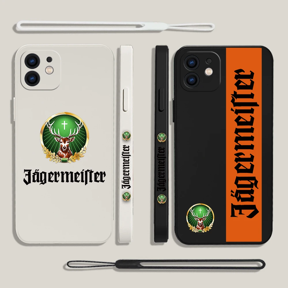 

J-Jagermeister Logo Phone Case For iPhone 15 14 13 12 11 Pro Max Mini X XR XS MAX SE20 8 7 Plus Silicone Cases with Hand Strap