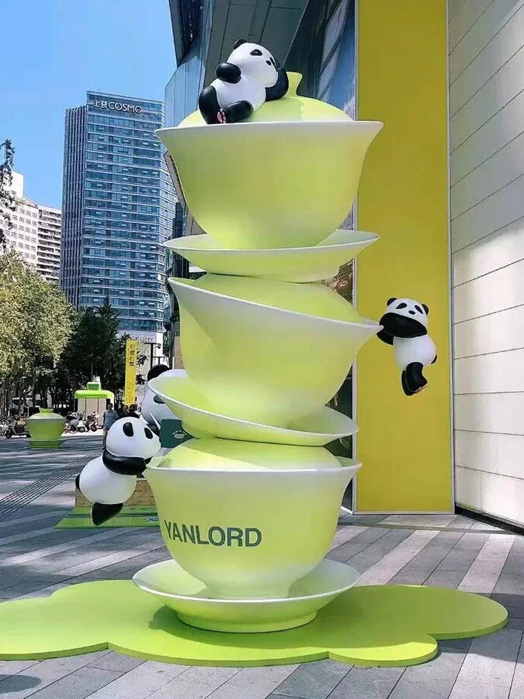

GRP Sculpture Milk Tea Coffee Shop Courtyard Floor-Standing Decorations Big Decorations