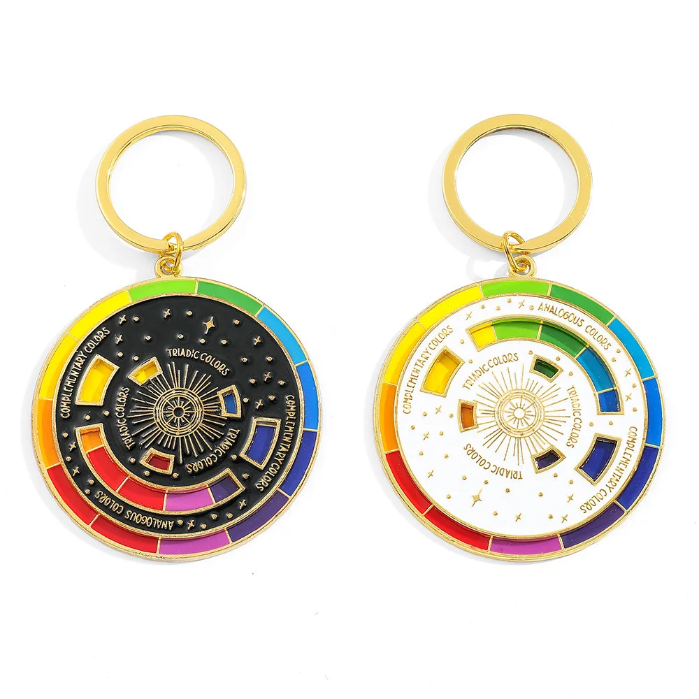 Art Rotatable Color Wheel Keychain Creative Toy Schoolbag Pendant Solve Your Decision-making Problems Key Chain Gift for Friends