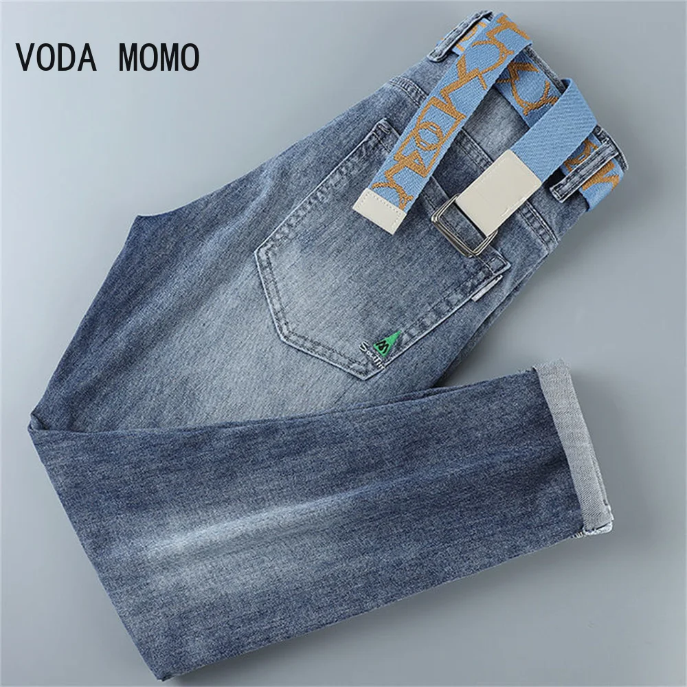 Jeans Slim Fit Estivi Per Uomo Streetwear Designer Coreano Regular Distressed Denim Slim Homme Pantaloni Pantaloni Jeans Hip Hop Hole