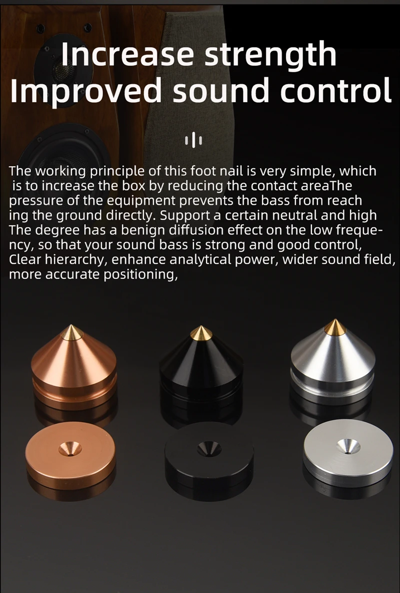 Description Picture 3 of itemHIFIDIY LIVE 4PCS 4Sets speaker Stand Feet Foot Pad aluminium alloy metal Spikes Cone Floor Foot Nail M23*20