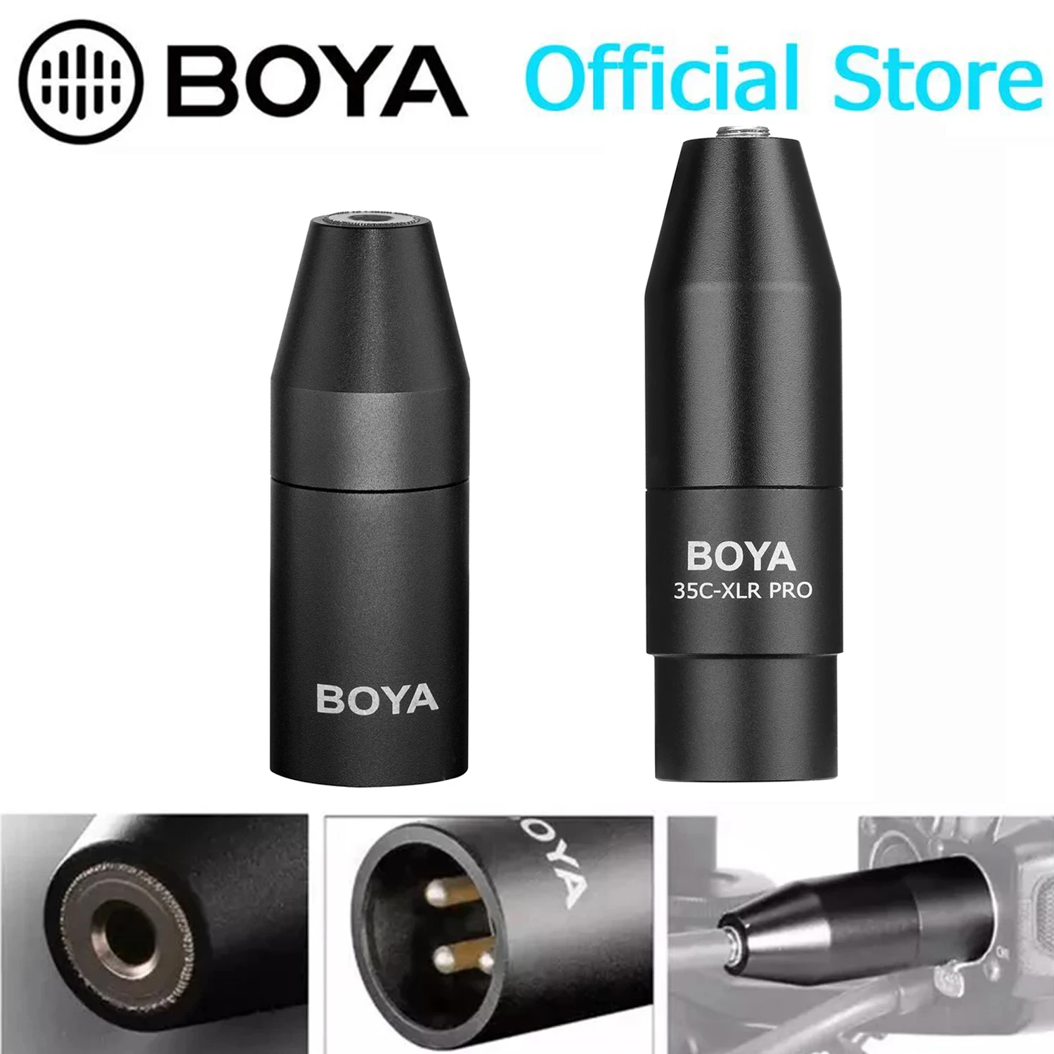 BOYA 35C-XLR PRO Audio Adapter 3.5mm(TRS) Mini-Jack Female to 3-pin XLR  Male Connector with Phantom Power for Camcorder Mixer - AliExpress