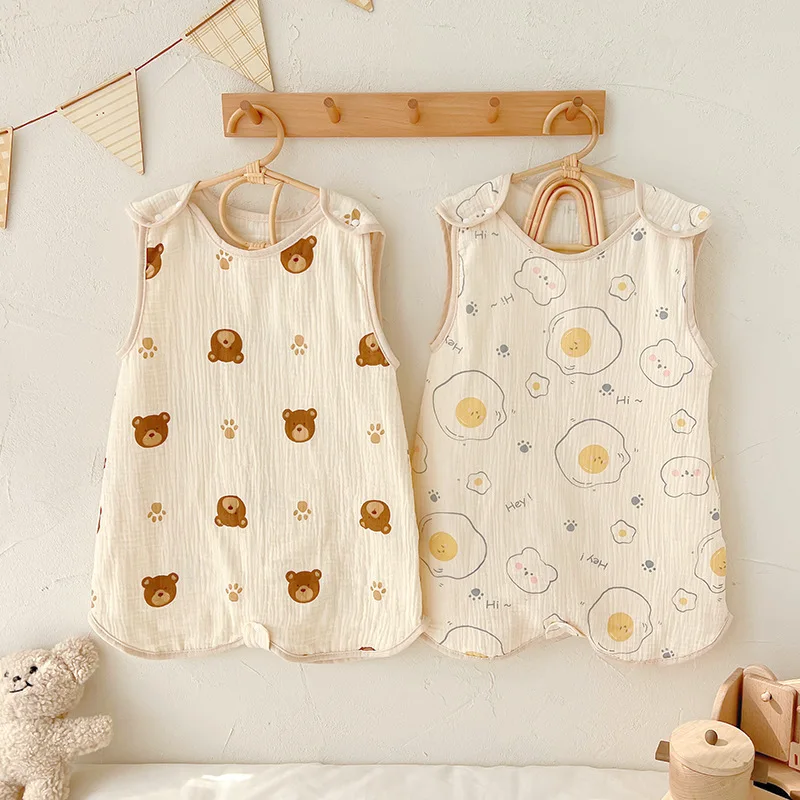 

Baby Summer Sleeveless Sleeping Bags Infant Wearable Blanket Soft Vest Cotton Sleep Sack Pajama Sleepwear For Toddler Bodysuit