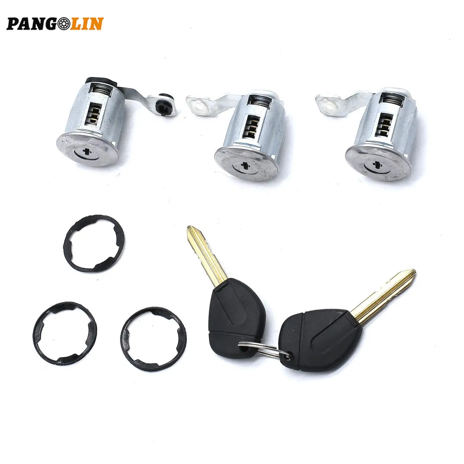 Left Right Door Lock Cylinders Silver & Black With 2 Keys & 3 Gaskets