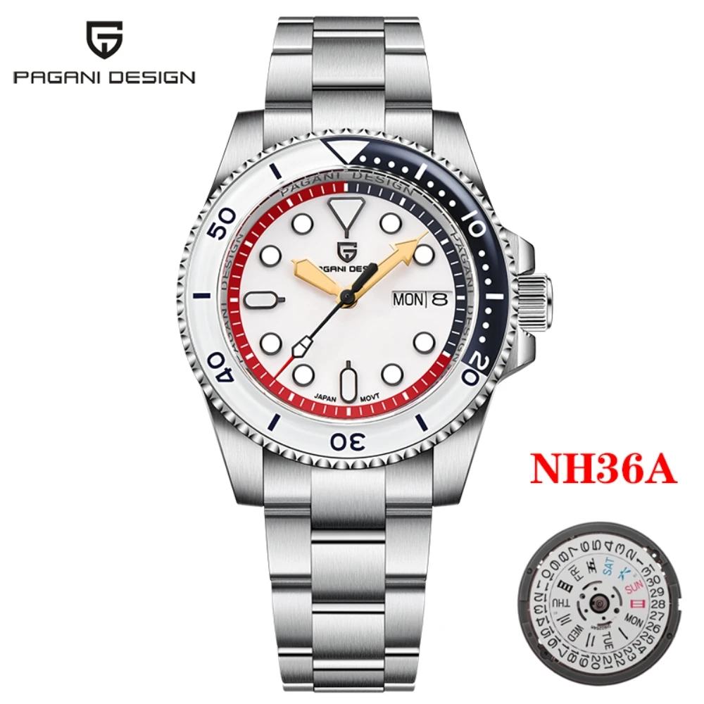 Mechanical Watch PAGANI DESIGN Men Mechanical Wristwatches Luxury Automatic Week Date NH36 100M Waterproof Reloj Hombre PD1726