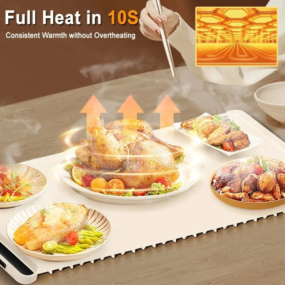 Electric Food Warming Tray Foldable Fast Full Surface Heating