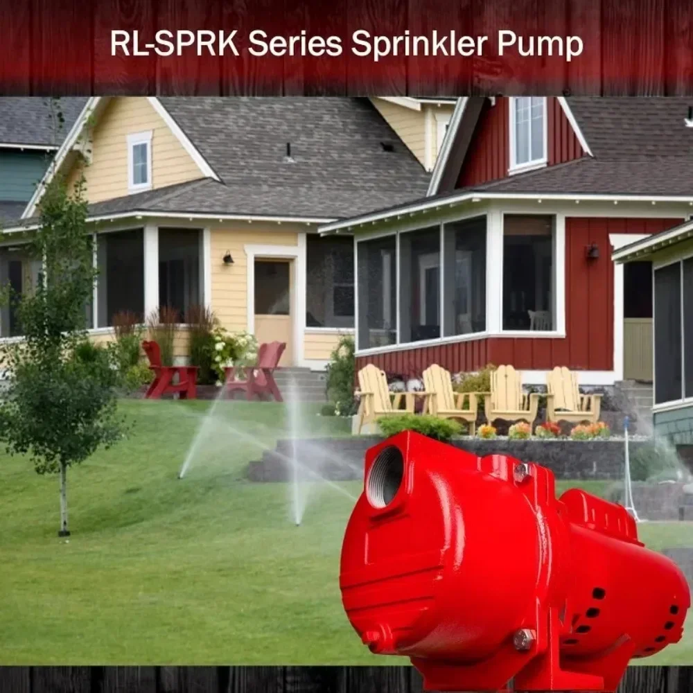 RL-SPRK150 115/230 Volt 1.5 HP 71 GPM Cast Iron Sprinkler/Irrigation Pump Thermoplastic Impeller Red 97101501