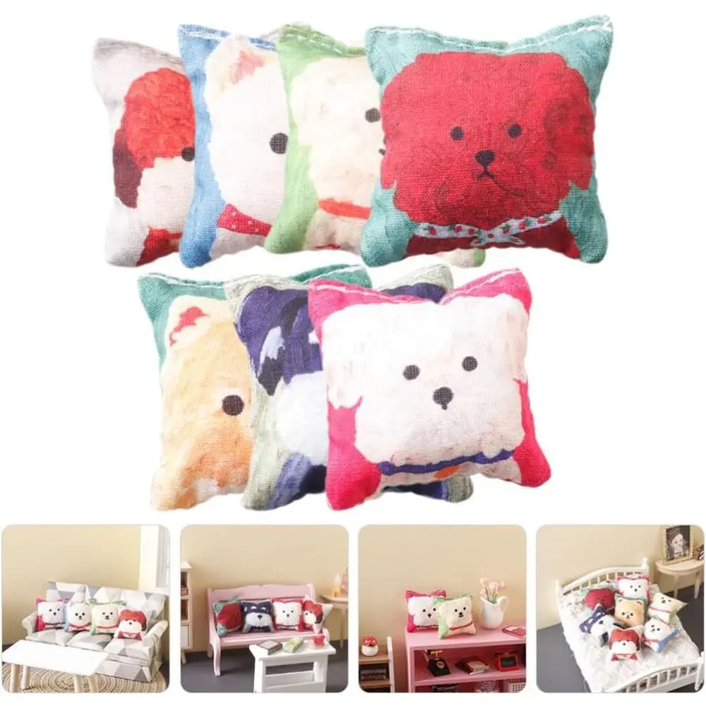 

Simulation Dollhouse Pillow Cute Pet Dog Pattern Craft Furniture Model Toy 1:12 Miniature Cushion Home Decoration