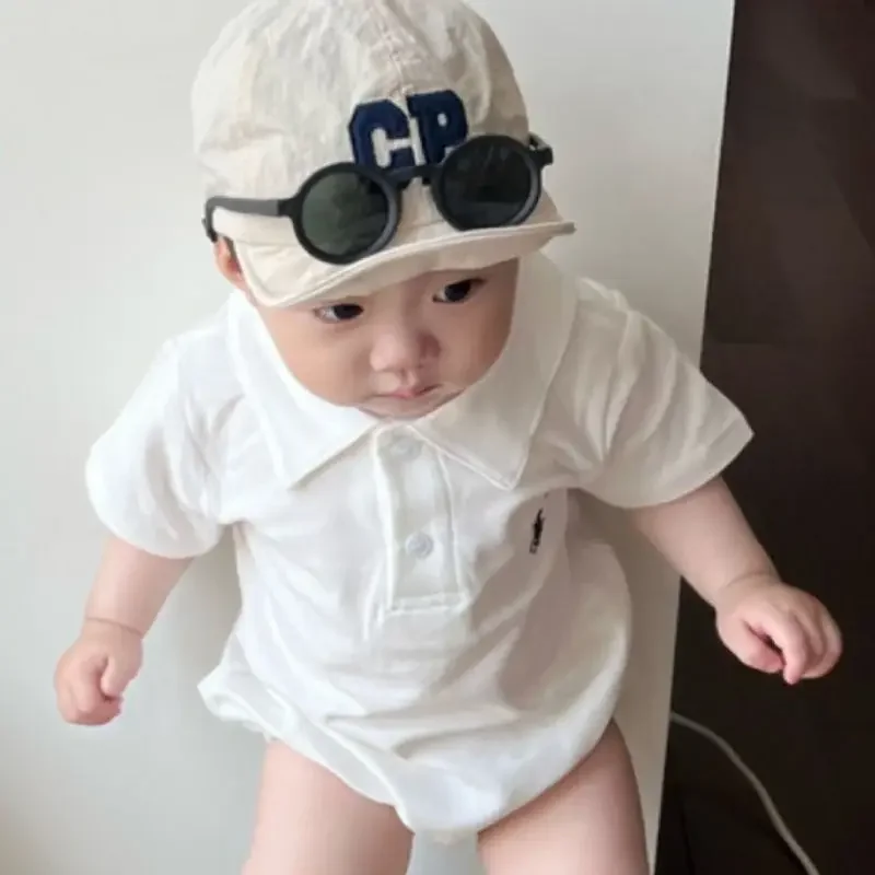 Baby One Month Old Clothes Summer Romper Short Sleeve Boys Birthday Korean Style Polo Cotton Crawler Suit from Mainland China
