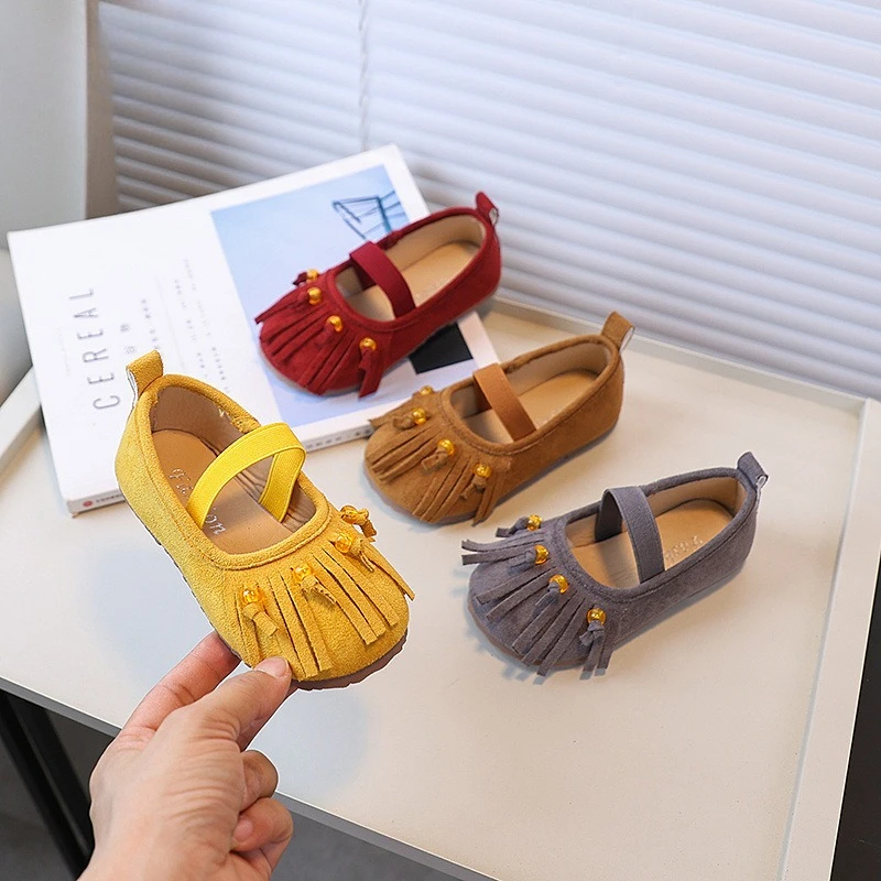 Leather Kids Ballet Shoes Girls Slip On Flats Loafers