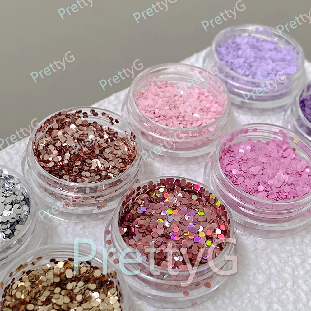 PrettyG 1 Box Mini 1mm Dots Circle Sequins Holographic Neon Glitter Cute Shape For Resin DIY Nail Art Decorations Accessories