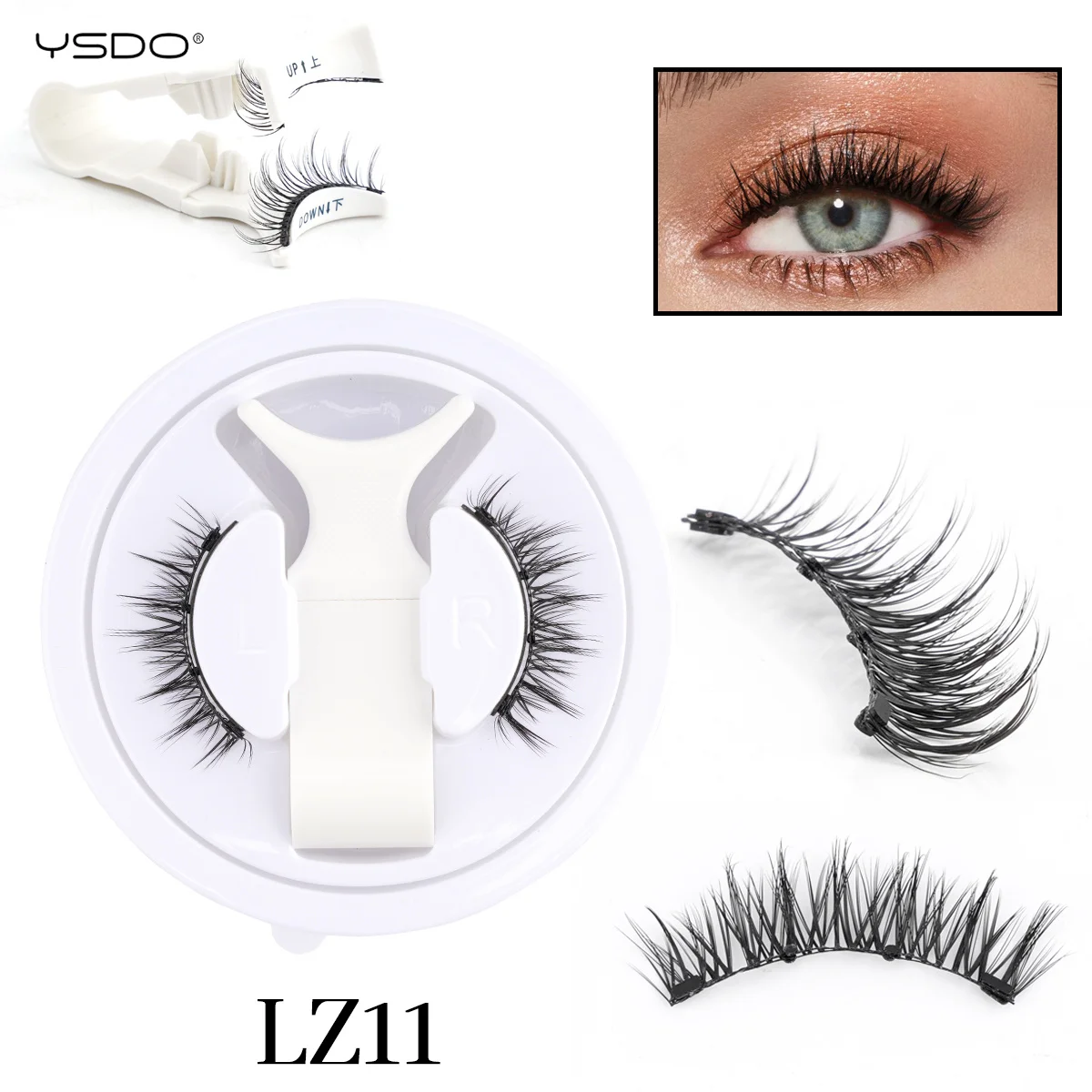 Magnetic Eyelashes fake eyelashes Handmade Fluffy Faux Mink Lashes Reusable Natural Long Eyelashes and Magnetic Tweezers Set Makeup 1 Pair