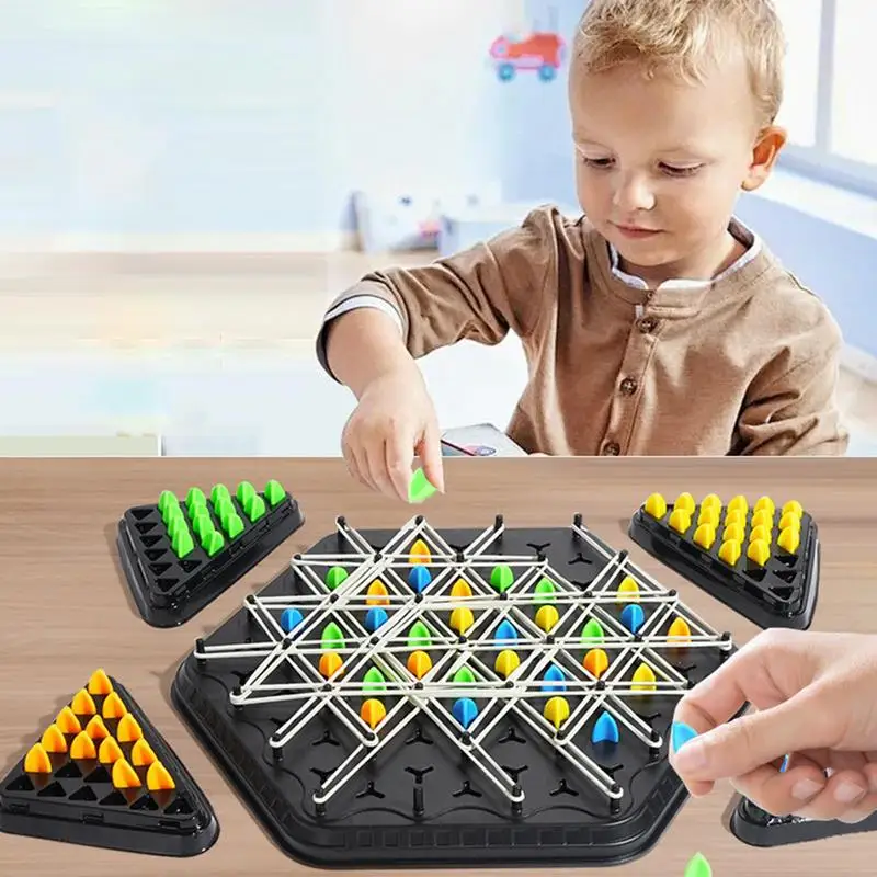 Geometry Chain Chess Puzzle Triangle Chess Desktop Game Rubber Band Training Family Interaction Exercise Thinking Toys Gifts