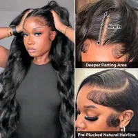 Perruques en cheveux humains ondulés, Perruque en dentelle 13x6, Perruque frontale en dentelle de 40 pouces, Perruque frontale en dentelle HD 13x4, Cheveux brésiliens densité 250 pour femmes 4