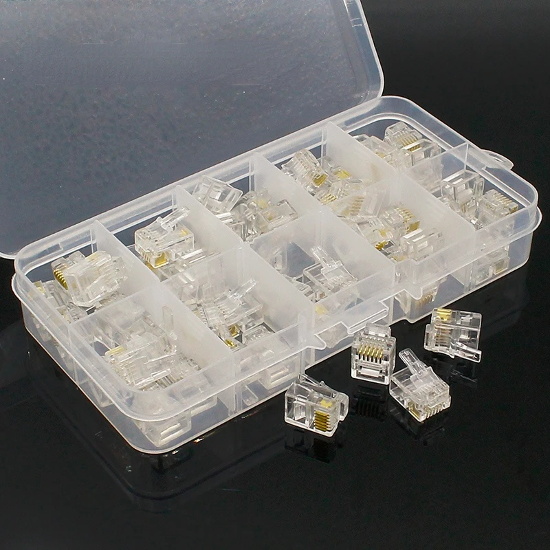 

50 pcs RJ11 6P6C Modular Jack Network Male Plugs, 6 Pin, Telephone Connector