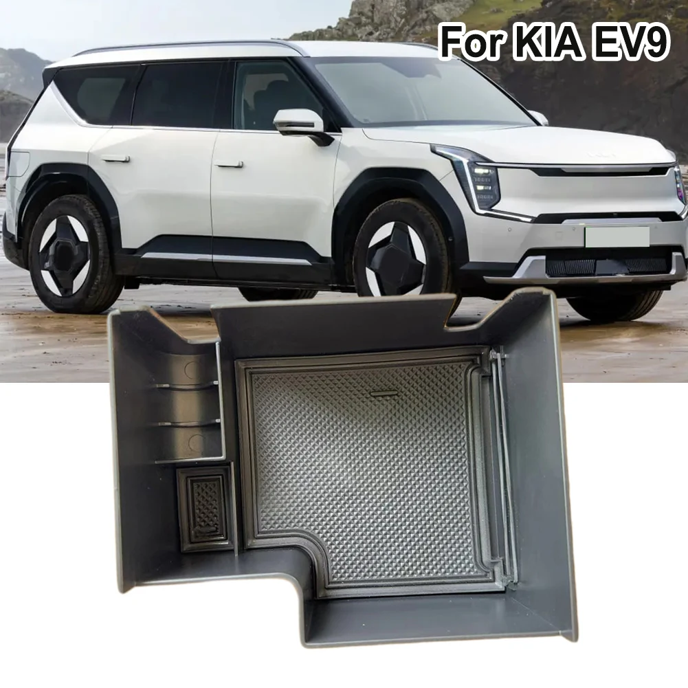 

1pc Black ABS Car Center Console Armrest Storage Glove Box Tidying Organizer Tray For Kia EV9 2023+ Auto Interior Accessories