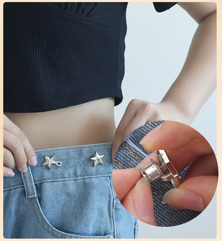 Fashion Tighten Waist Buckle Alloy Star Brooches Pins Clip Adjustable Snap Button Jeans Buttons Detachable Clothing Accessories 6