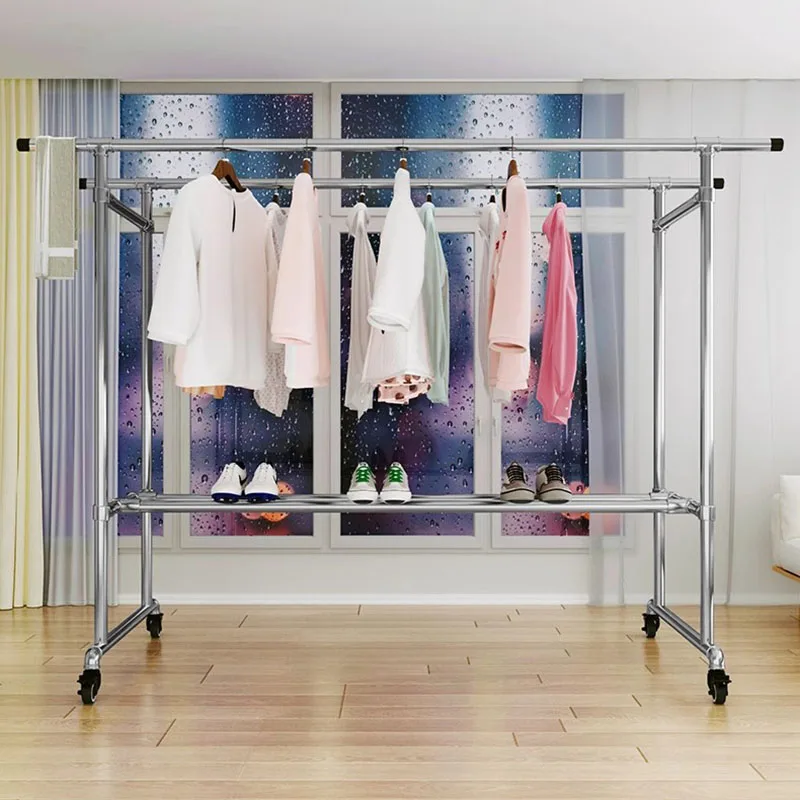 

Shop Shelves Clothes Hanger Rack Washing Rotating Clothes Baby Drying Racks Retractable Kids Percheros Para Ropa Furniture
