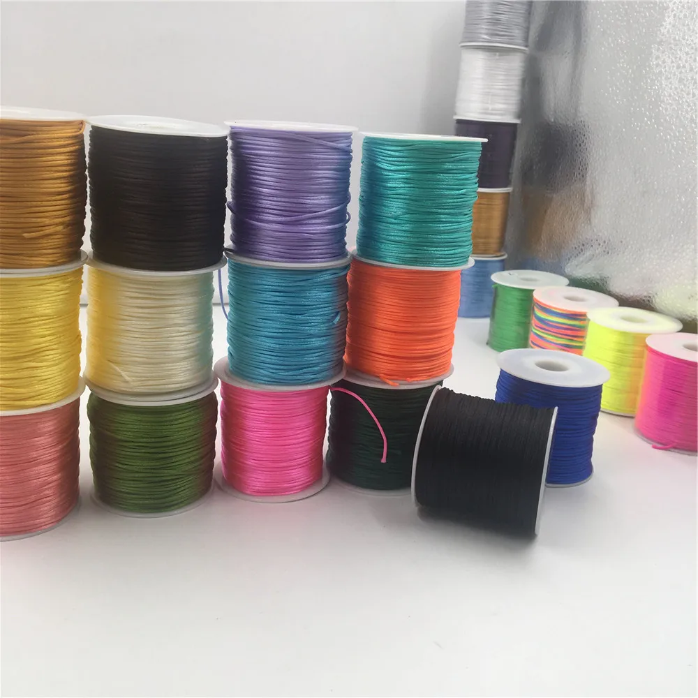 1MM 50meters/roll Chinese Knot Cord Macrame Silk Strong Braided  Satin Rope DIY Making Findings Beading Thread Wire
