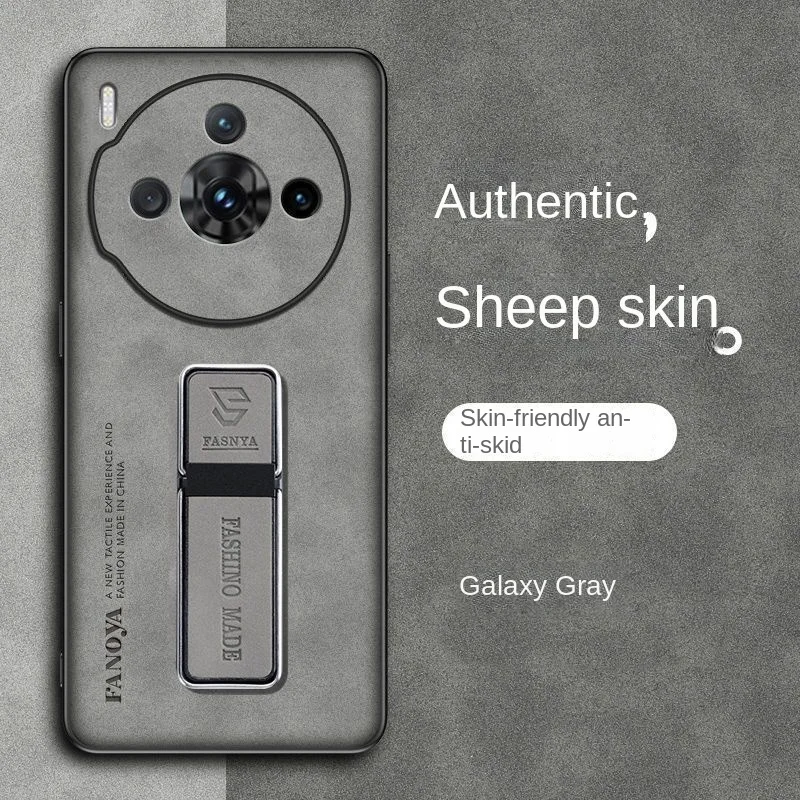 Sheepskin Leather Shockproof Silicone Holder Stand Phone Case Cover