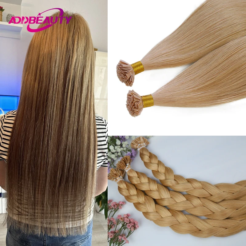 Human Hair Extensions Straight Flat Tip 40g 50g