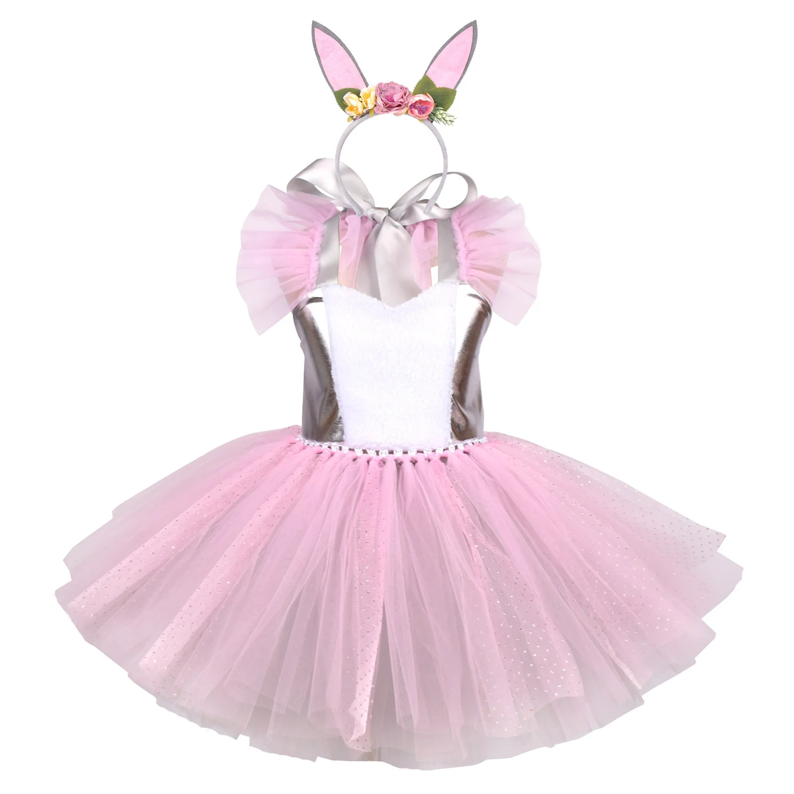 Vestido de tutú de conejo de Pascua, disfraz de conejo para cosplay, para niños pequeños, para presentaciones escolares, fiestas de cumpleaños, atuendo de tul, ropa de vacaciones