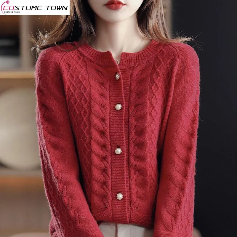 

Fashion Hooked Knitted Cardigan Coat Women's Spring and Autumn 2023 New Loose Temperament Reduced Age Knitted Top