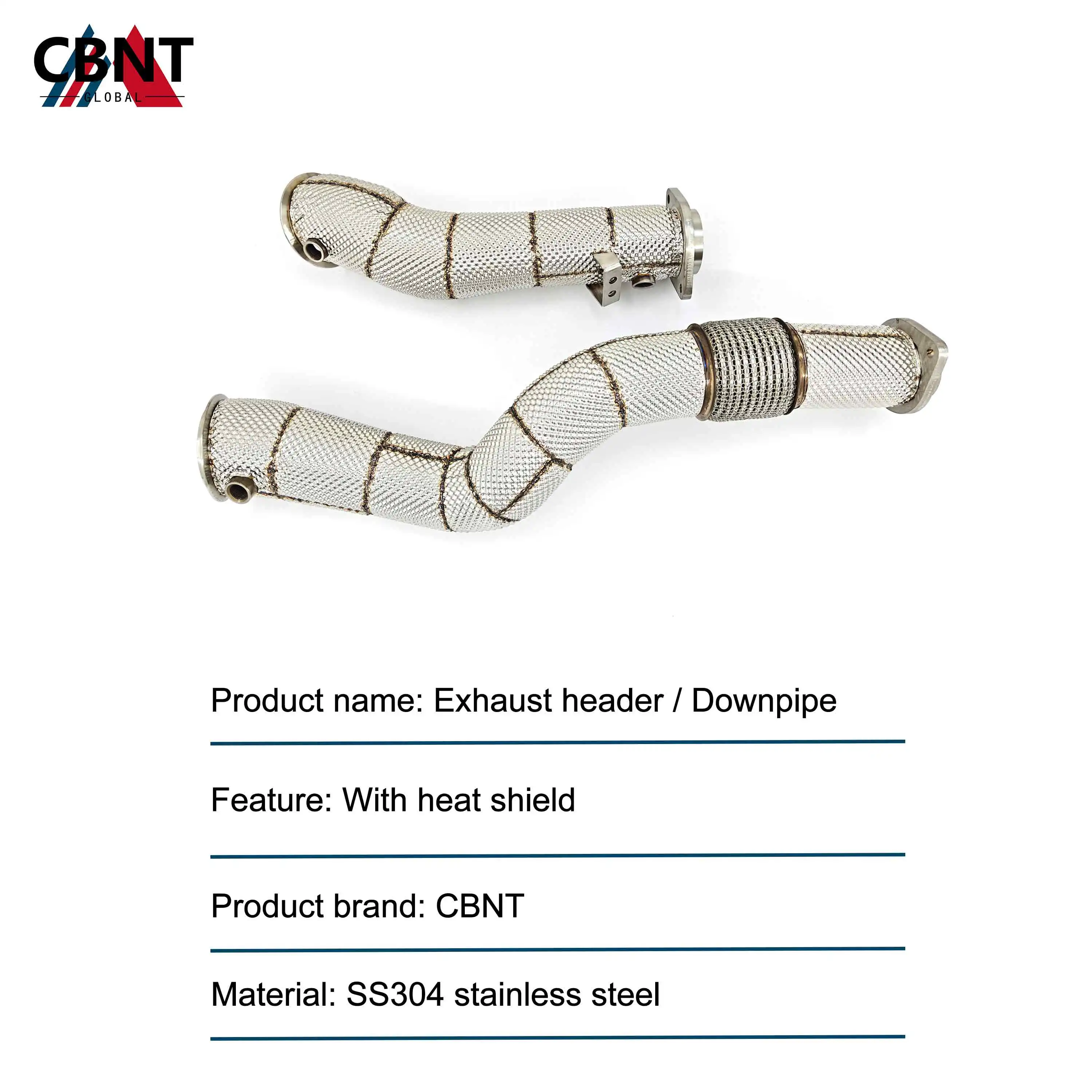 CBNT Exhaust Pipe For G80 M3 G82 M4 G87 M2 S58 3.0T Downpipe High Flow Performance SS304 Exhaust Header with Heat Shield